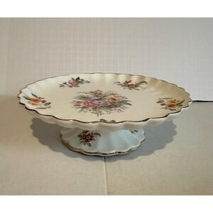 Antique Coalport Porcelain Compote Floral Pattern "Fragrance" Made in England